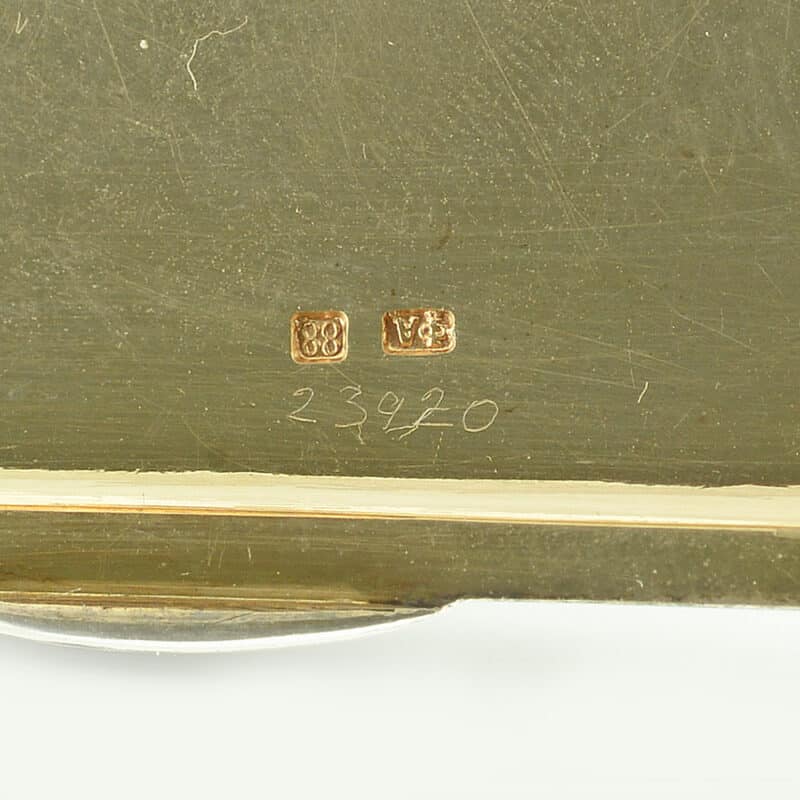 Faberge Gold Mounted, Gilded Silver, Enamel and Diamond Snuffbox, Workmaster Feodor Afanassiev - Image 7