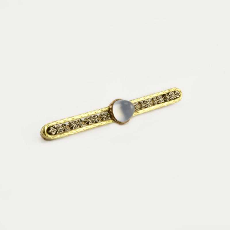 A Fabergé two-color gold, moonstone, & diamond brooch - Image 2