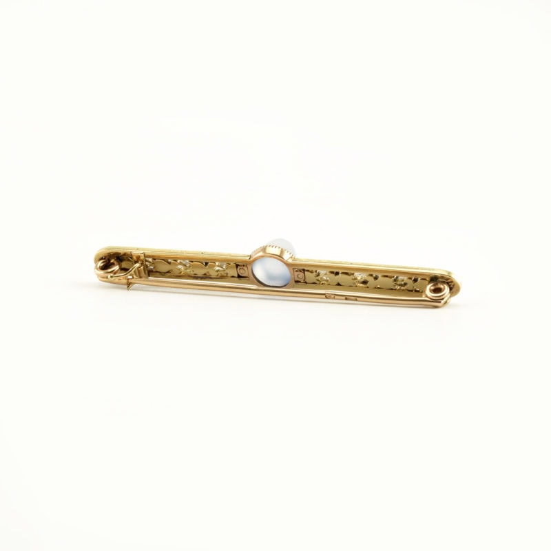 A Fabergé two-color gold, moonstone, & diamond brooch - Image 3