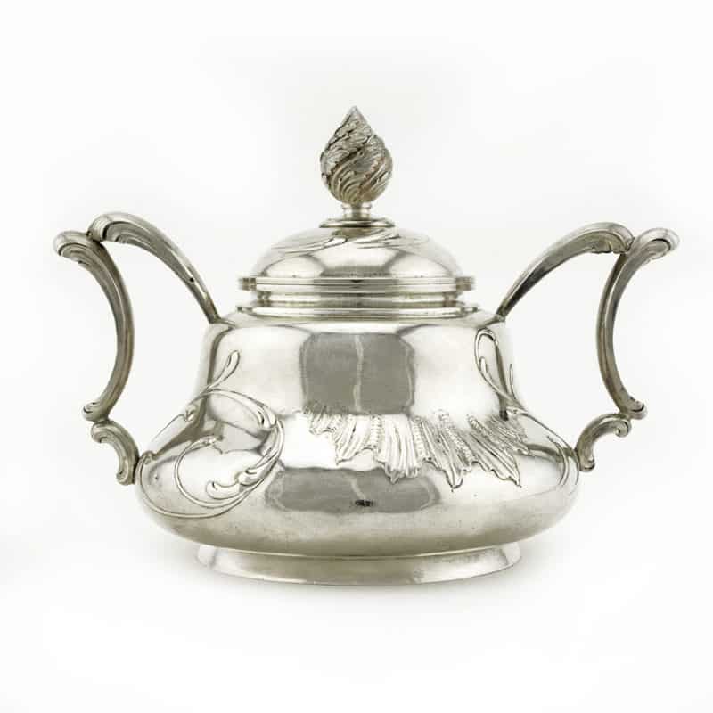 A large Fabergé Moscow Art Nouveau silver sugar bowl