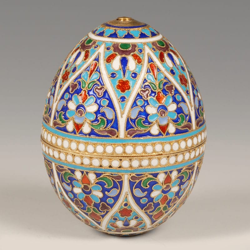 Zverev cloisonne enamel Easter egg with stands - Image 2