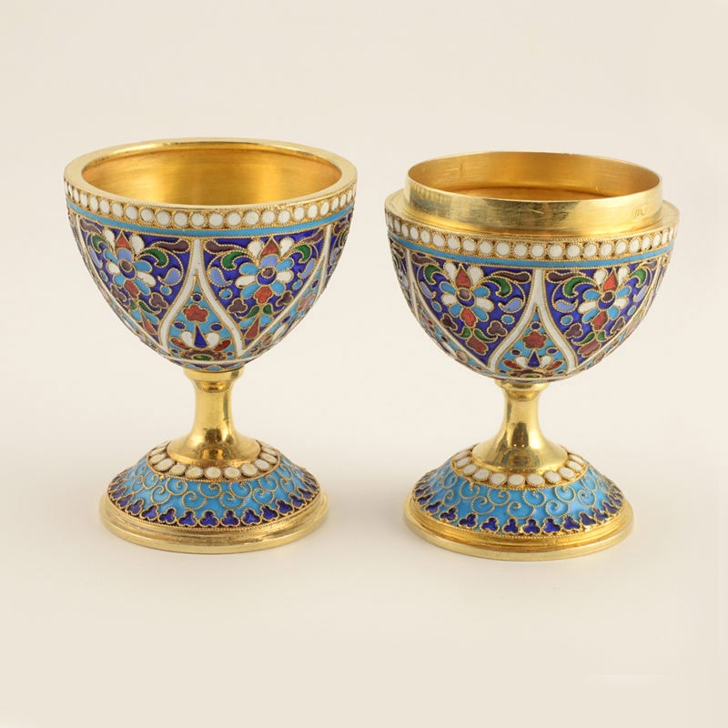 Zverev cloisonne enamel Easter egg with stands - Image 6