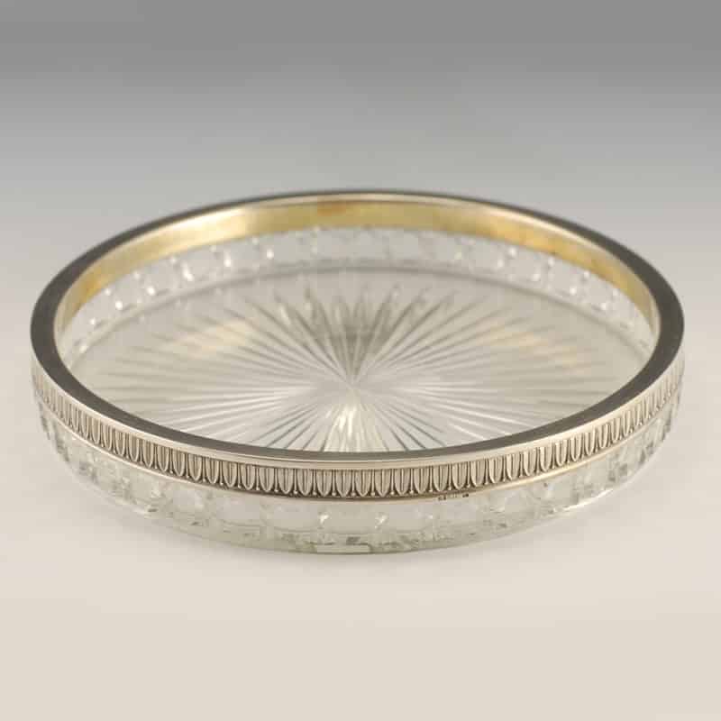 Russian silver-mounted cut glass tray by Petr Fariseev