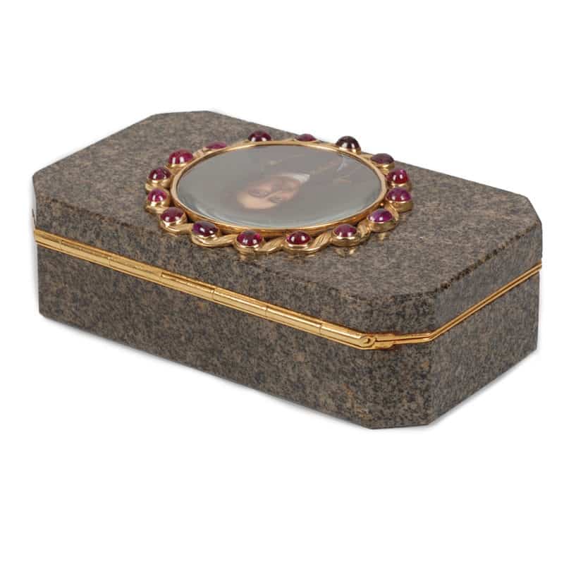 Gold Mounted Granite Snuff Box with Peter the Great Portrait Miniature - Image 7