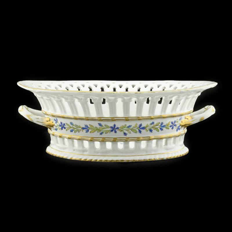 Russian Imperial Porcelain Factory pierced fruit basket from the Service with Cornflowers