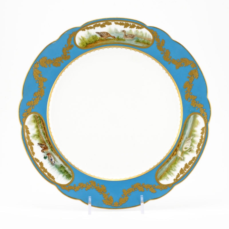 A Russian porcelain dinner plate from the Alexandrinsky Turquoise Service