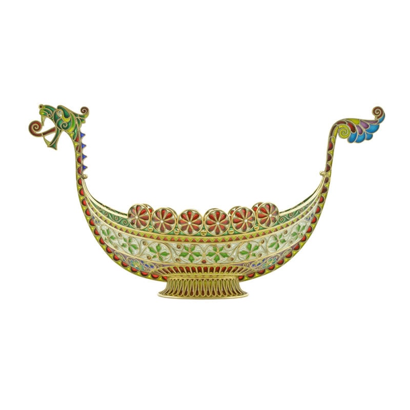 A gilded silver & plique-à-jour enamel Viking boat - Image 11