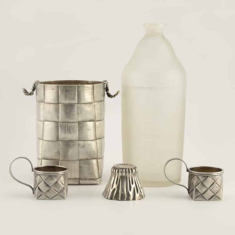Russian Silver Mounted Trompe L'oeil Vodka Carafe with 2 Vodka Cups - Image 2
