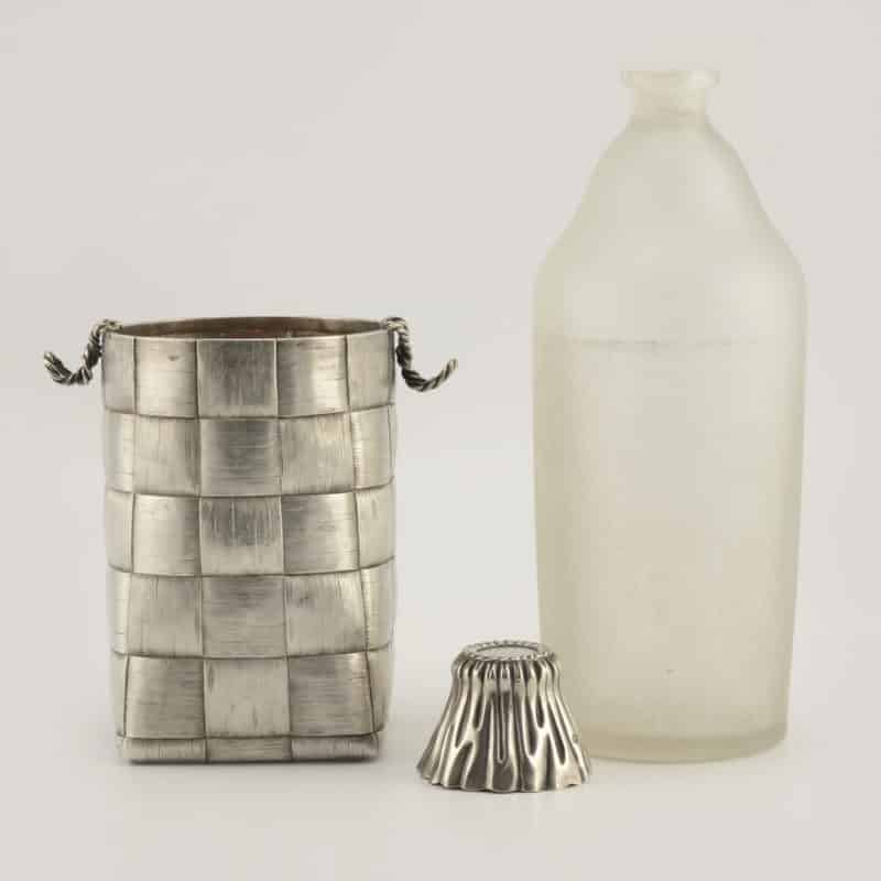 Russian Silver Mounted Trompe L'oeil Vodka Carafe with 2 Vodka Cups - Image 3