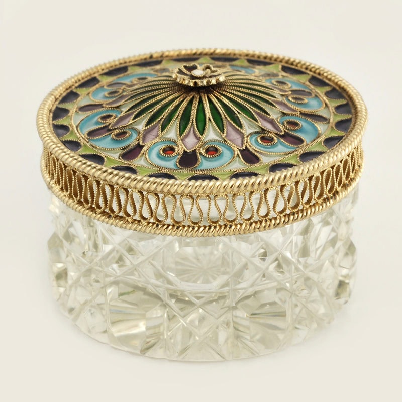 Norwegian Plique-a-jour Enamel & Glass Box