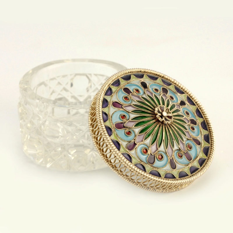 Norwegian Plique-a-jour Enamel & Glass Box - Image 3