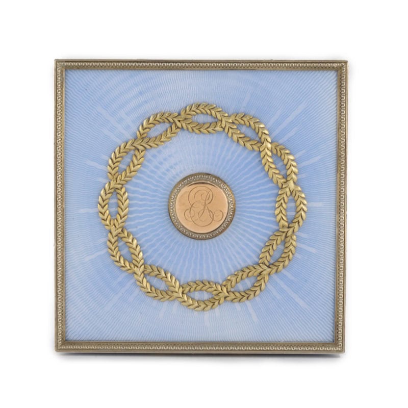 A jeweled gold-mounted guilloché enamel table box by Ivan Britzin - Image 4