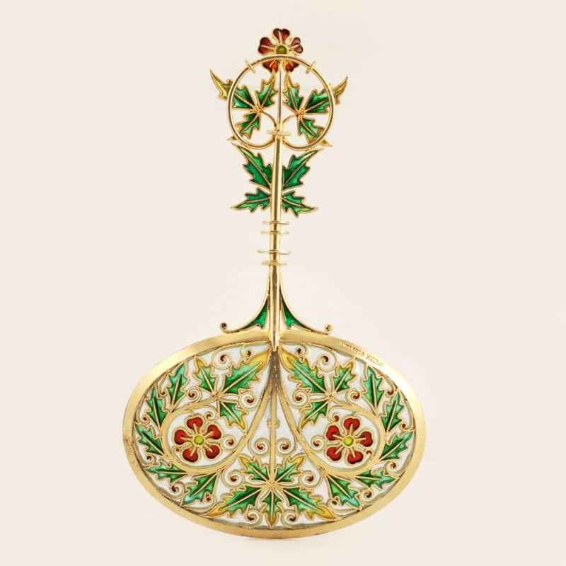 Norwegian silver gilt & plique-à-jour enamel serving spoon by Tostrup - Image 2