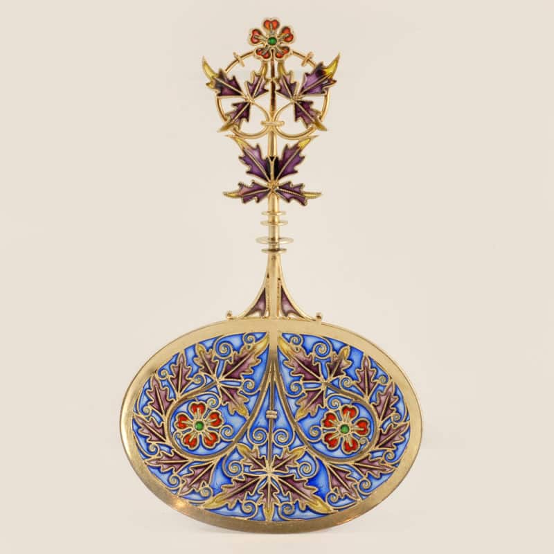 Norwegian silver & plique-à-jour enamel serving spoon by Tostrup