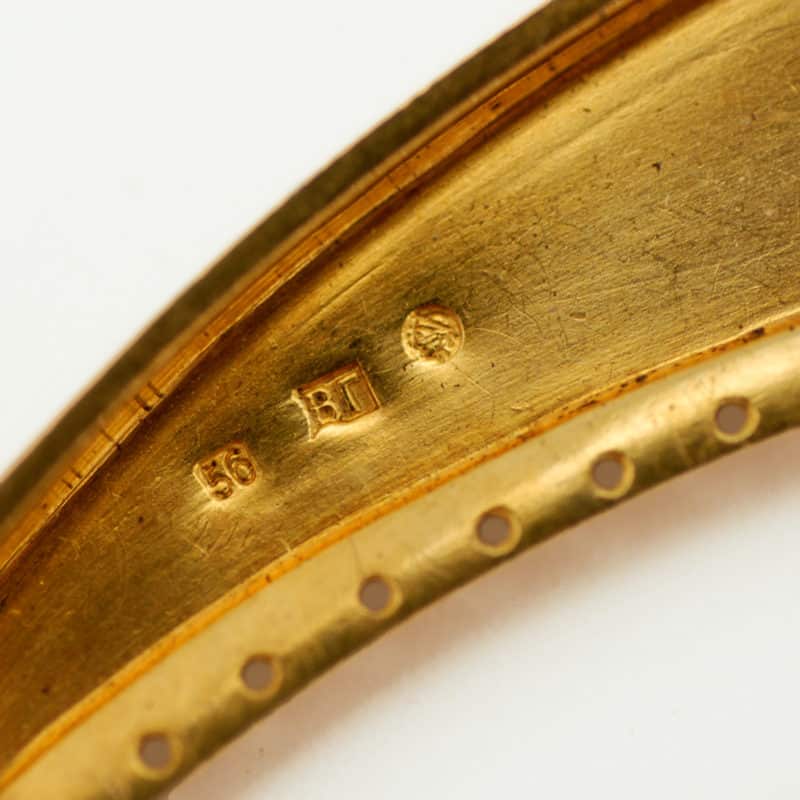 A Russian jeweled varicolored gold & guilloché enamel purse frame - Image 7