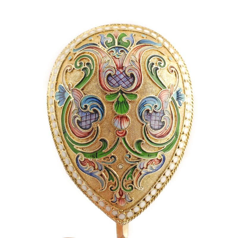 Agafonov shaded cloisonné enamel serving spoon