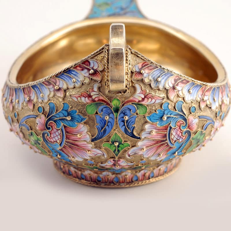 A large shaded cloisonné enamel kovsh by Master EPR - Image 4