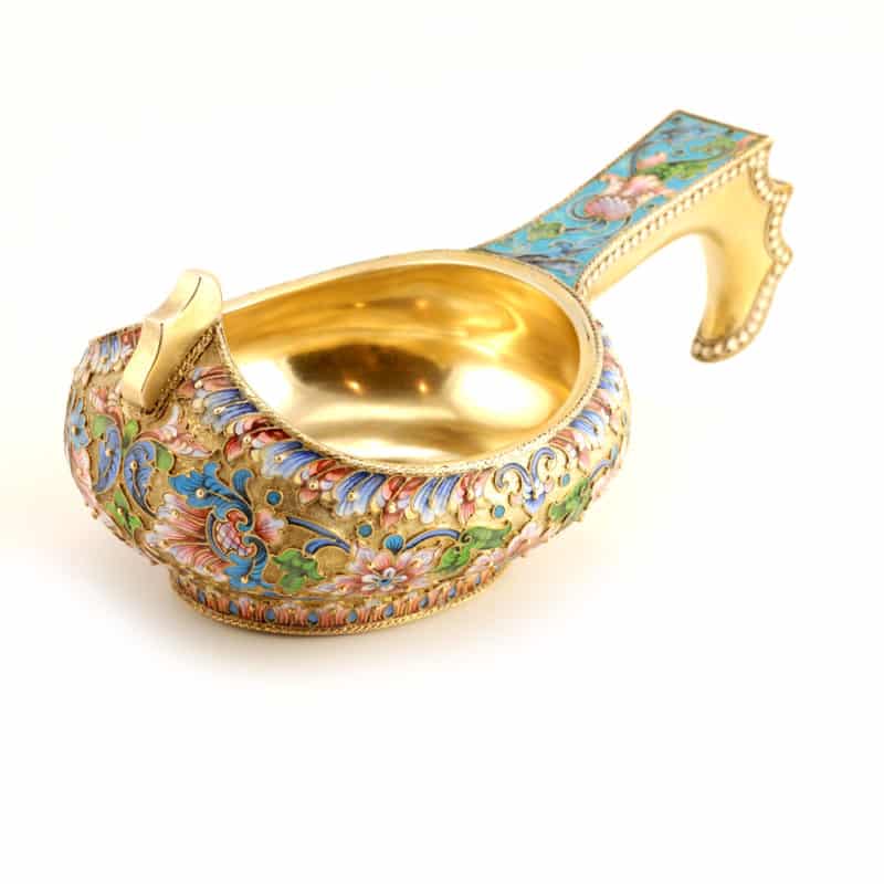 A large shaded cloisonné enamel kovsh by Master EPR - Image 2