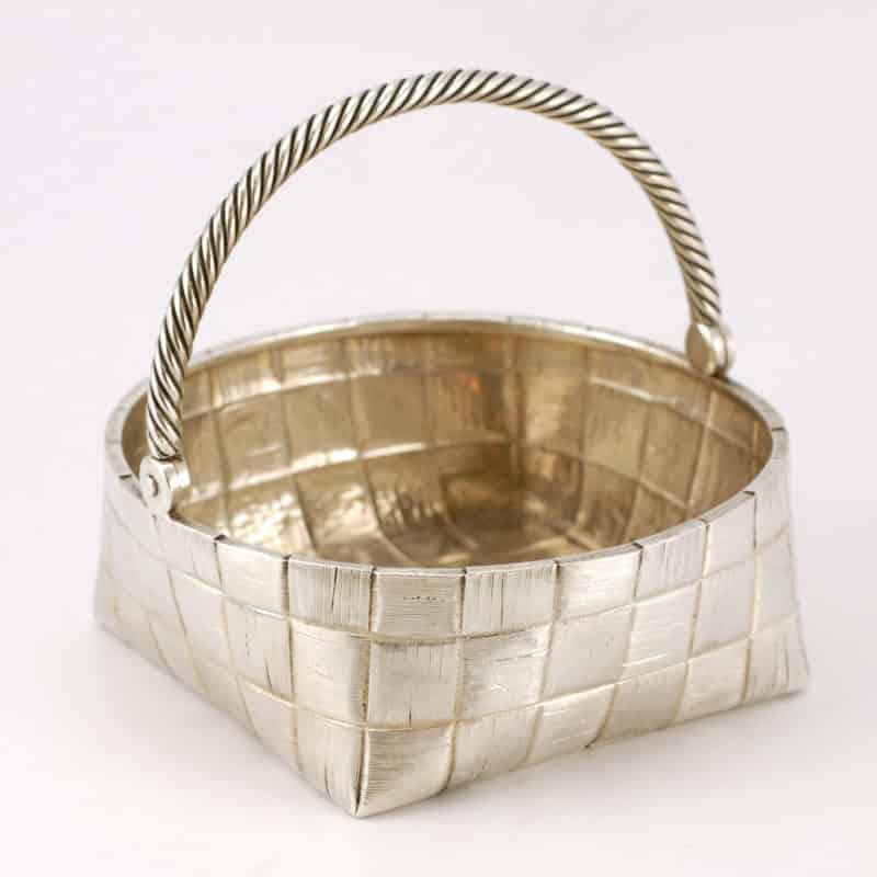 Antique Russian silver trompe l'oeil sugar or cake basket, 1899-1904