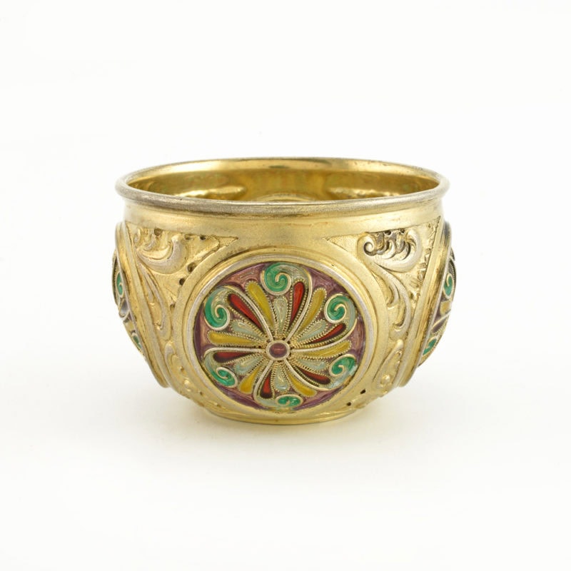 Norwegian Tostrup gilded silver & plique-à-jour enamel cup