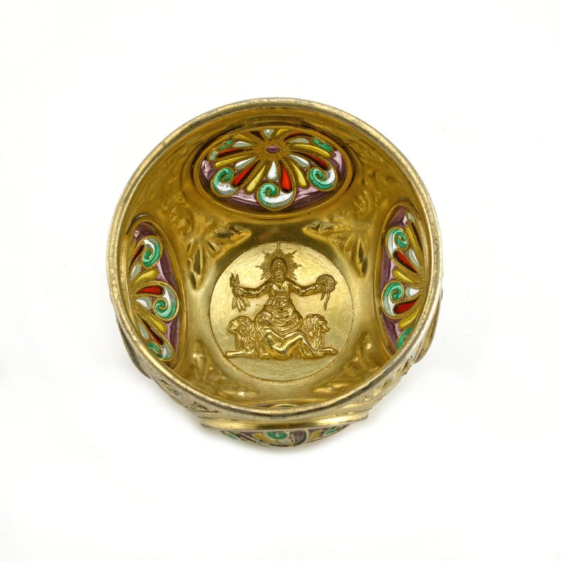 Norwegian Tostrup gilded silver & plique-à-jour enamel cup - Image 3