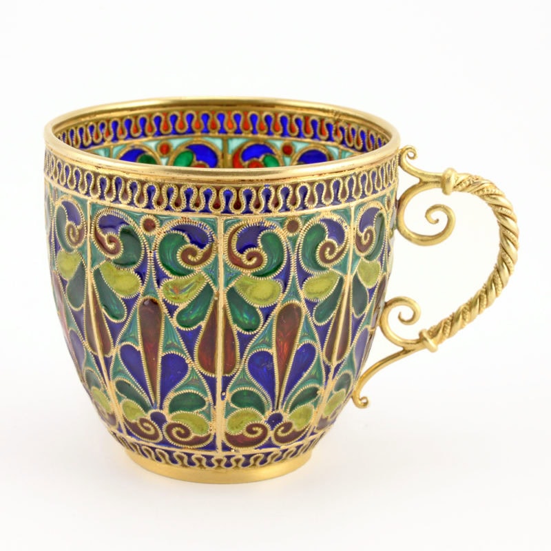 A Norwegian gilded silver & plique-à-jour enamel cup & saucer - Image 5