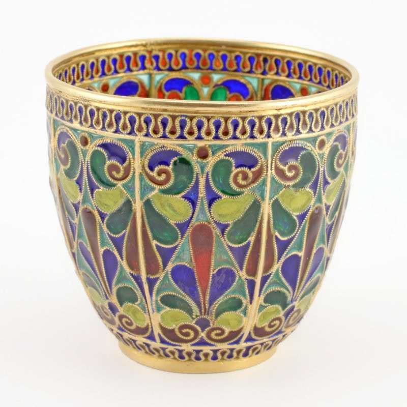 A Norwegian gilded silver & plique-à-jour enamel cup & saucer - Image 7
