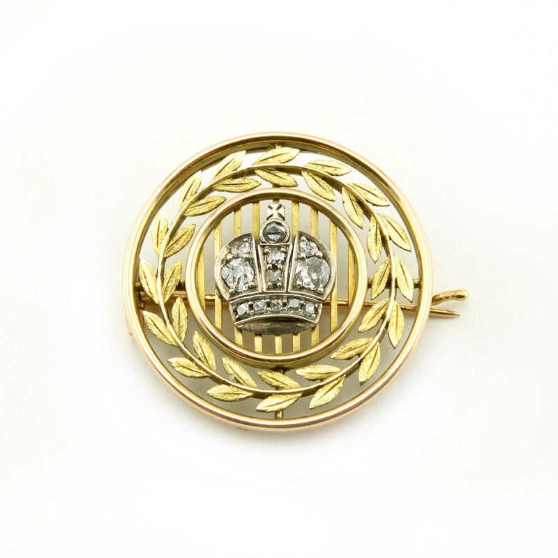 A Fabergé Imperial Presentation Diamond-Set Gold Brooch