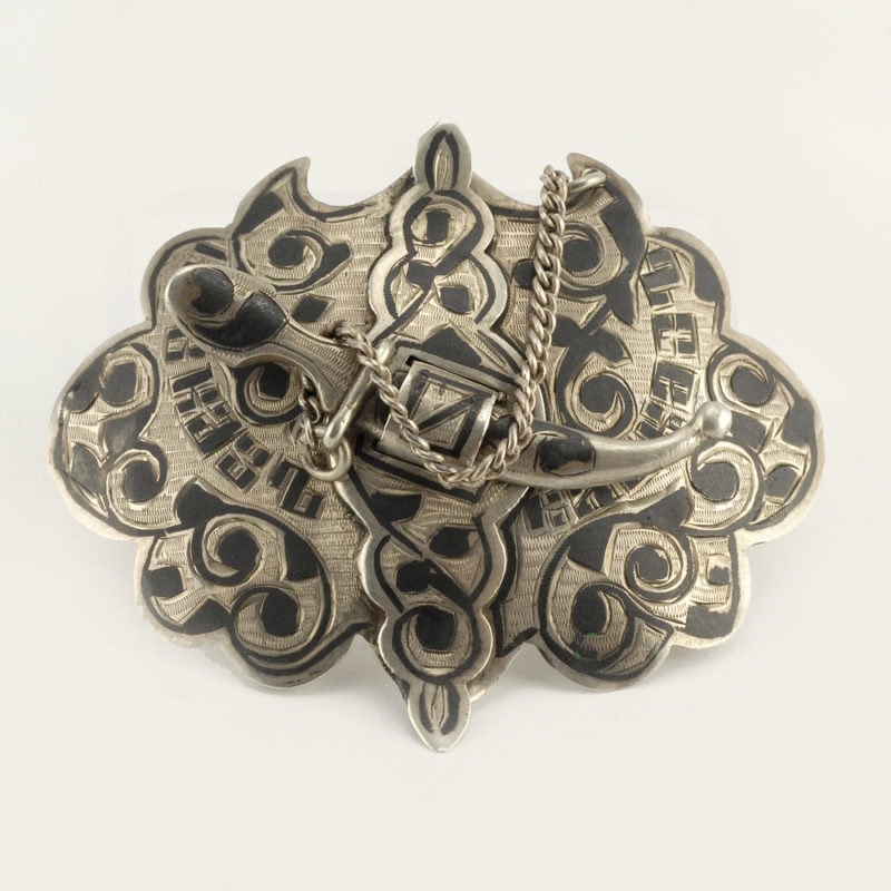 Russian Kiev souvenir silver & niello belt buckle