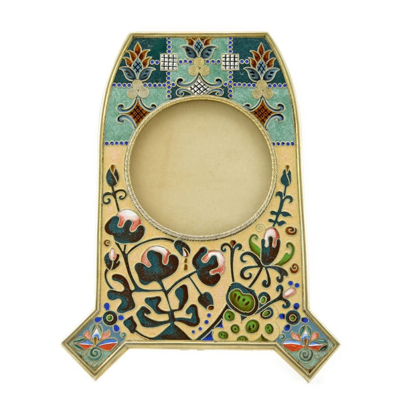 An Unusual Feodor Rückert Silver & Cloisonné Enamel Photograph Frame