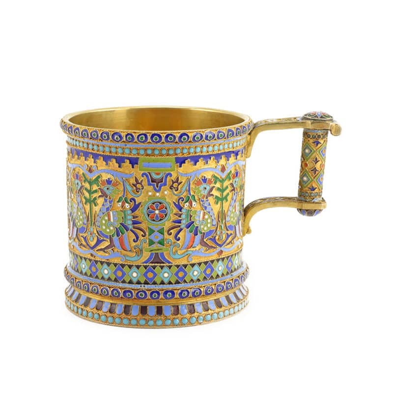 Ovchinnikov cloisonné enamel tea glass holder