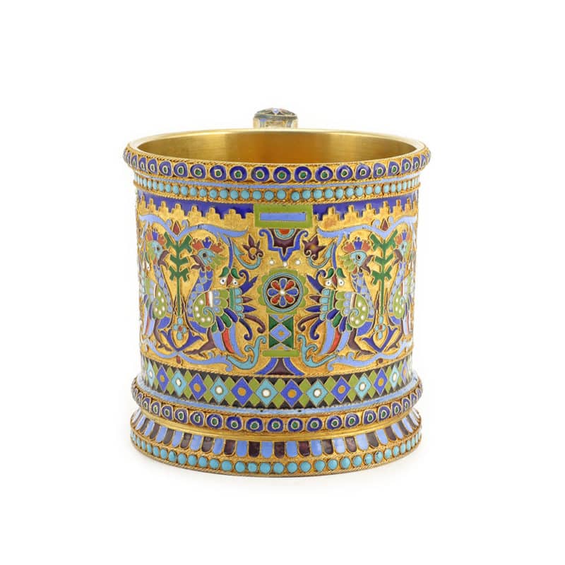 Ovchinnikov cloisonné enamel tea glass holder - Image 2