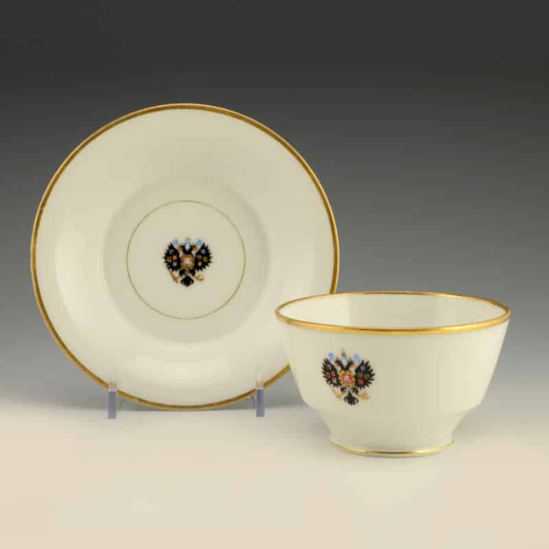 Russian Imperial Porcelain cup & saucer from the Coronation Service of Alexander III