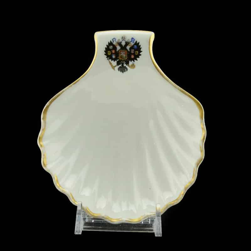 A Russian Imperial porcelain oyster dish from the Coronation Service of Alexander III