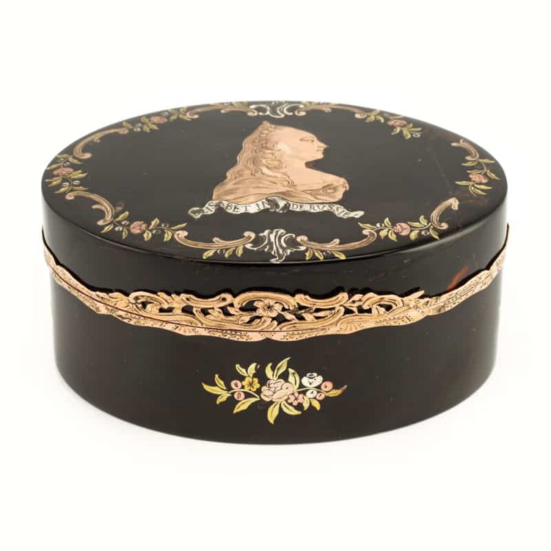 Gold & Tortoise Shell Box with Portrait of Elizabeth Petrovna