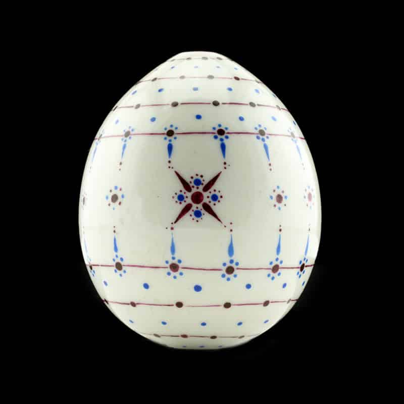 An antique Russian porcelain Easter egg with geometric motifs