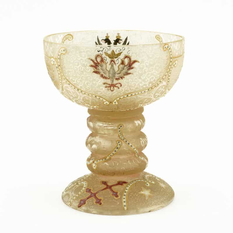 A French enameled glass presentation goblet by Daum celebrating the Franco-Russian Alliance, 1893 - Image 2
