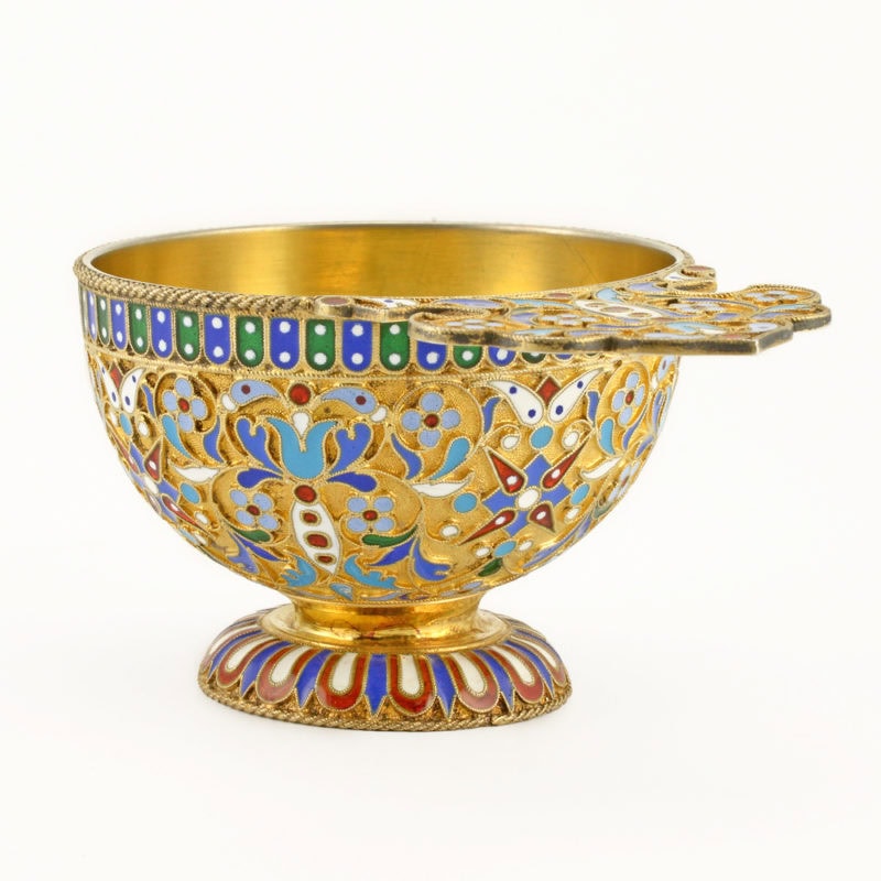 Ovchinnikov cloisonné enamel Russian Style punch set - Image 10