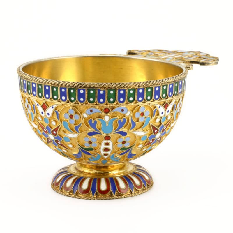 Ovchinnikov cloisonné enamel Russian Style punch set - Image 8
