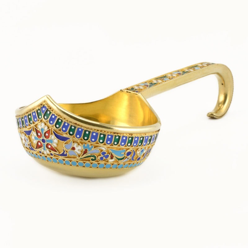 Ovchinnikov cloisonné enamel Russian Style punch set - Image 6