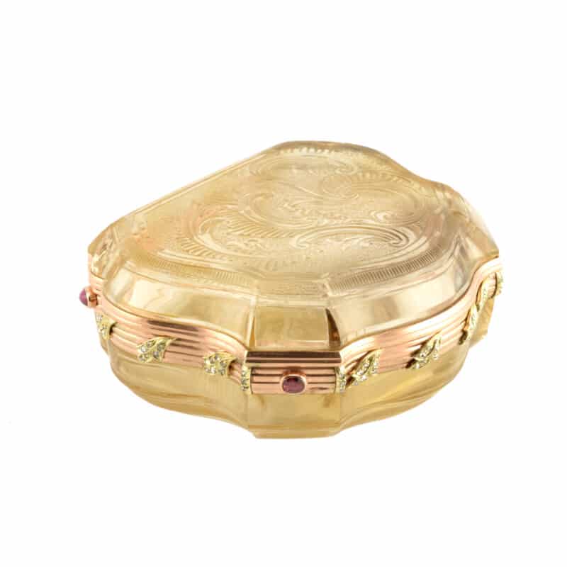 Russian Jeweled, Gold Mount Carved Smoky Quartz Box, Viktor Finikov, Bolin - Image 2
