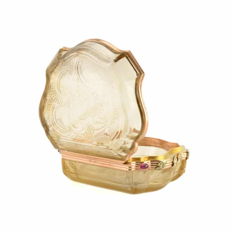 Russian Jeweled, Gold Mount Carved Smoky Quartz Box, Viktor Finikov, Bolin - Image 3