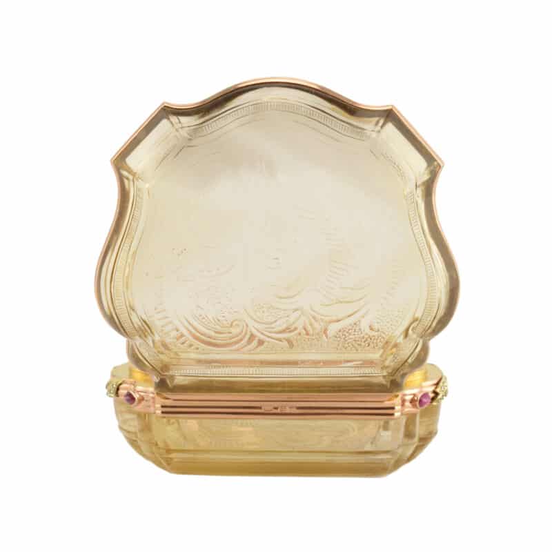 Russian Jeweled, Gold Mount Carved Smoky Quartz Box, Viktor Finikov, Bolin - Image 4
