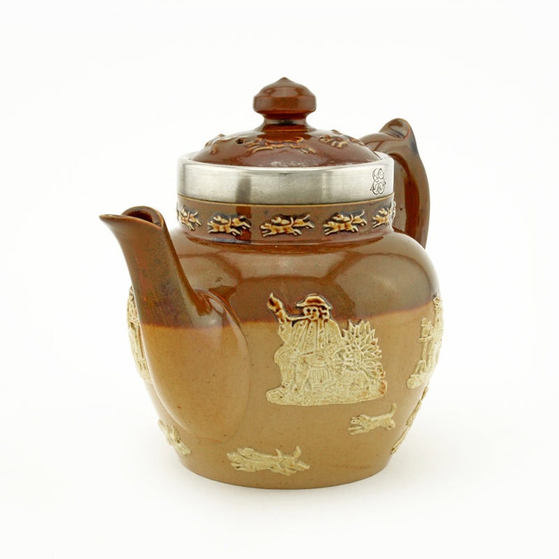 A Fabergé silver-mounted Doulton Lambeth teapot - Image 2