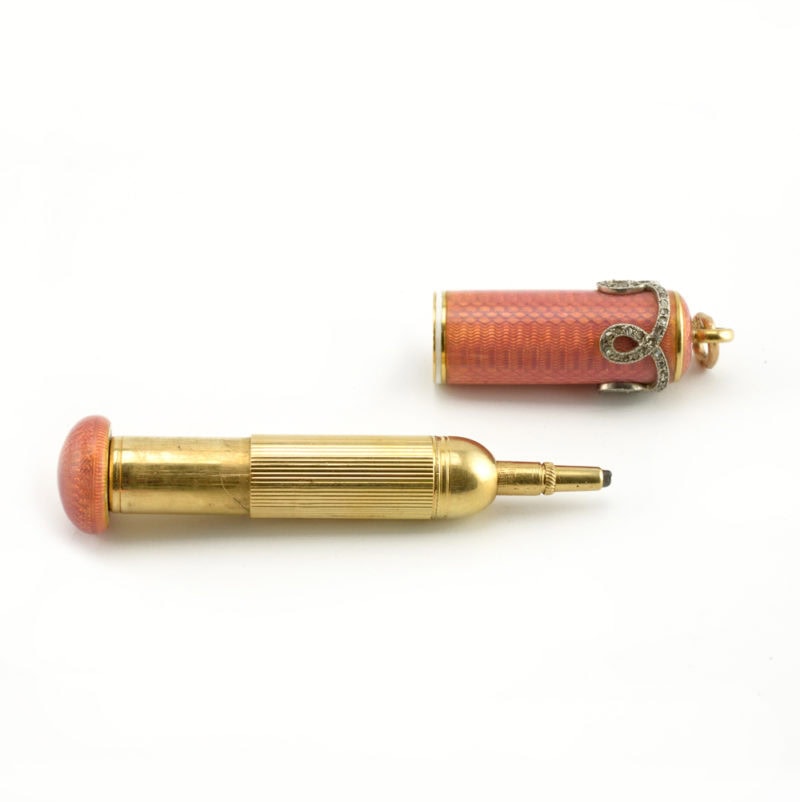 Russian diamond-set gold & guilloché enamel retractable pencil - Image 5