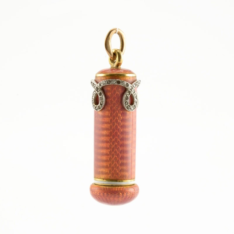 Russian diamond-set gold & guilloché enamel retractable pencil