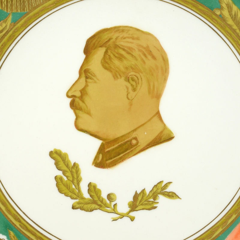 A Soviet porcelain charger from the Stalin 70th birthday service - Image 2