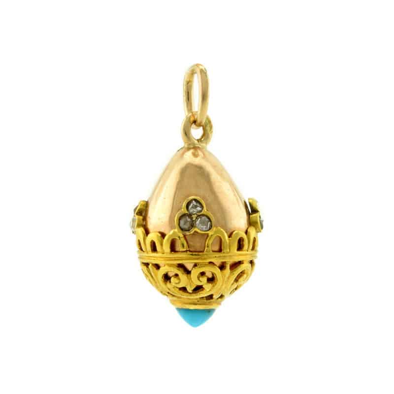 Antique Russian 56 gold miniature pendant egg