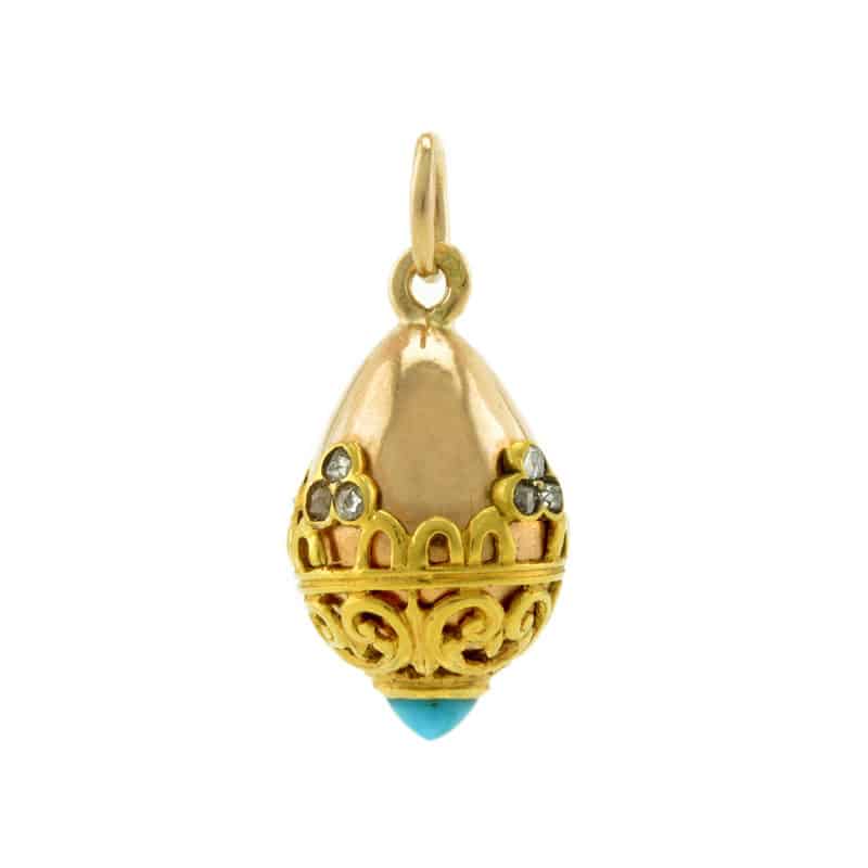 Antique Russian 56 gold miniature pendant egg - Image 2