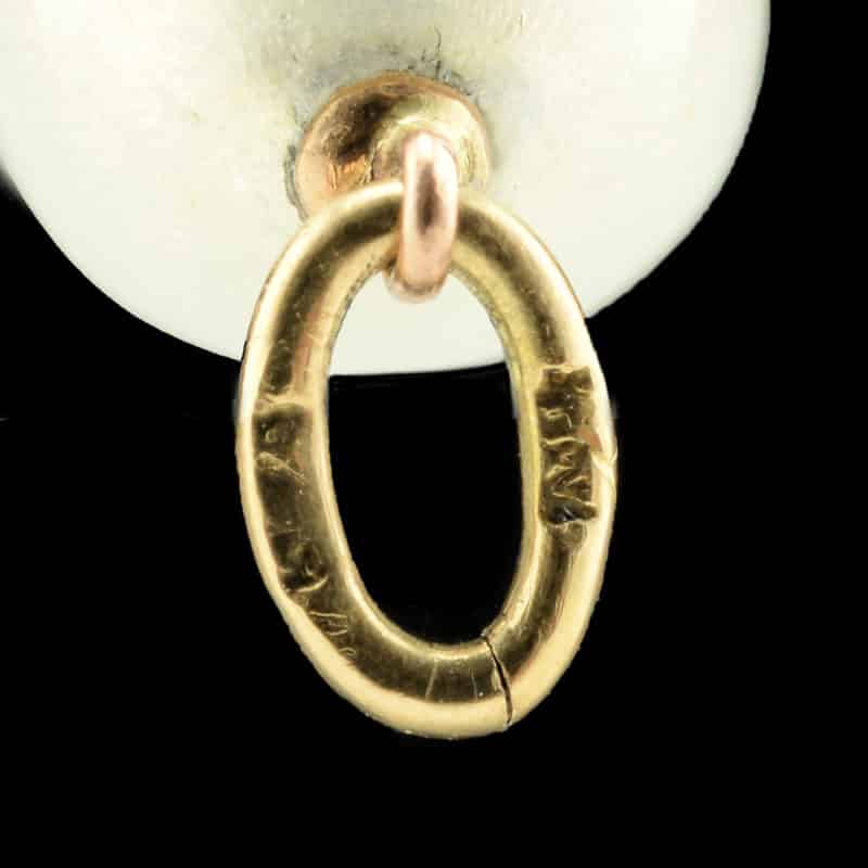 Antique Russian Gold White enamel Pendant Egg - Image 3